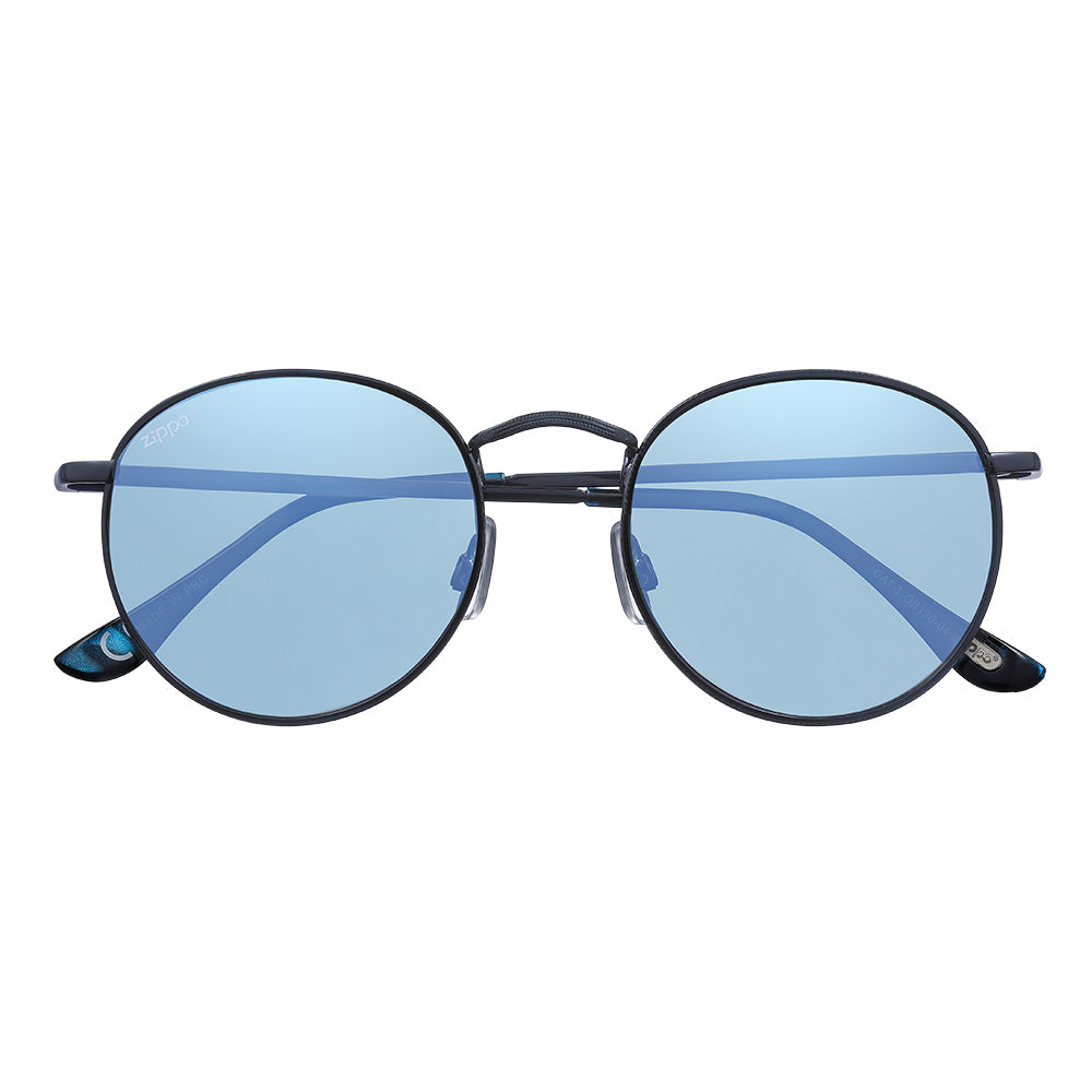 Gafas de sol Zippo con cristales redondos y montura metálica fina en color azul