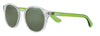 Gafas de sol Zippo vista frontal ¾ de ángulo con montura y lentes transparentes y patillas en verde