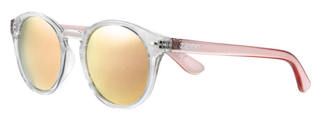 Gafas de sol Zippo vista frontal ¾ Ángulo con montura y lentes transparentes y patillas en rosa